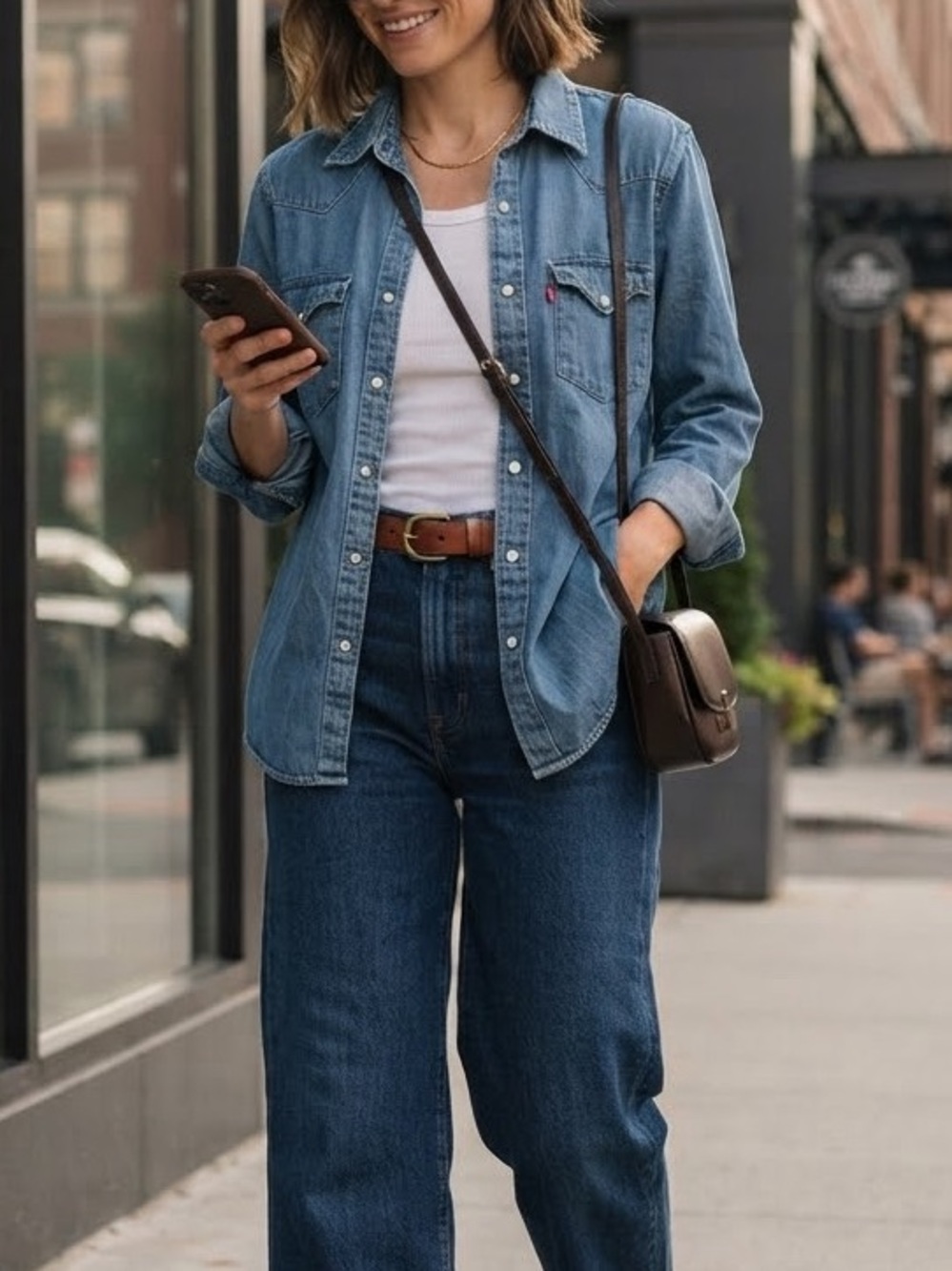 Levi's Blue Denim Pearl Snap Button-Down Shirt